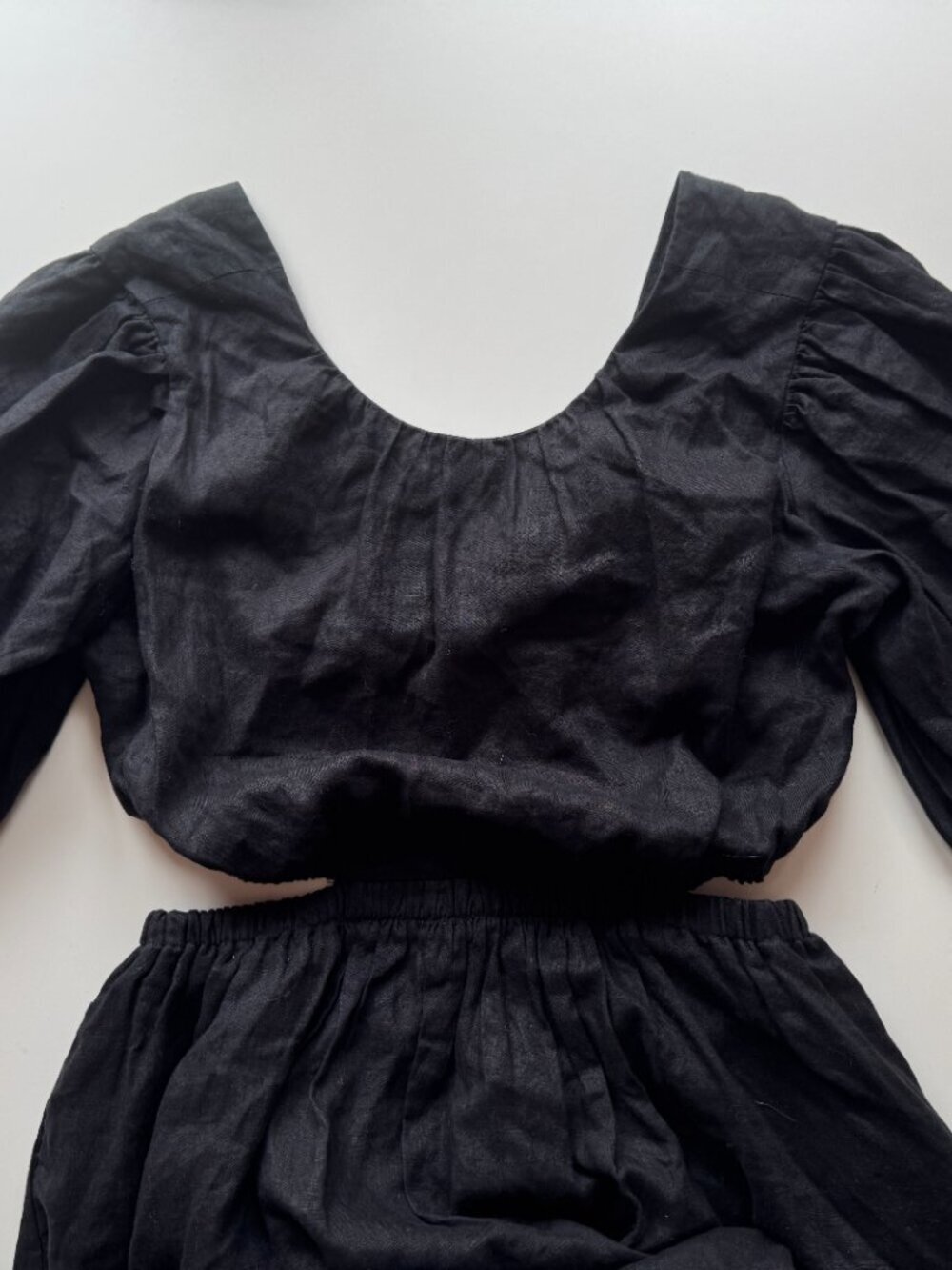 ALLSAINTS Colette Black 100% Linen Cut Out Fit & Flare Mini Dress, Size 10 - Picture 8 of 13